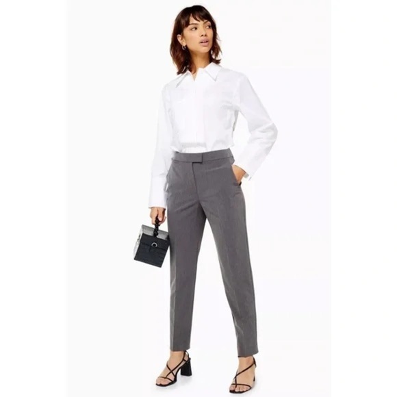 Topshop Pants - Topshop grey Trousers Smart Stretch Pockets Work Tailored Women's 8